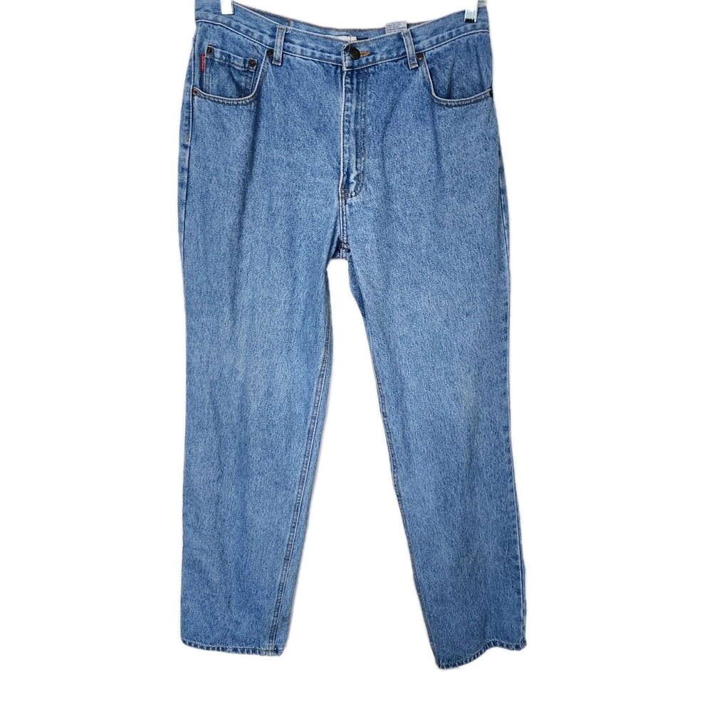 Vtg Bugle Boy 750 Blue Jeans 34W Tapered Leg 90s Made in Nicaragua 100% Cotton